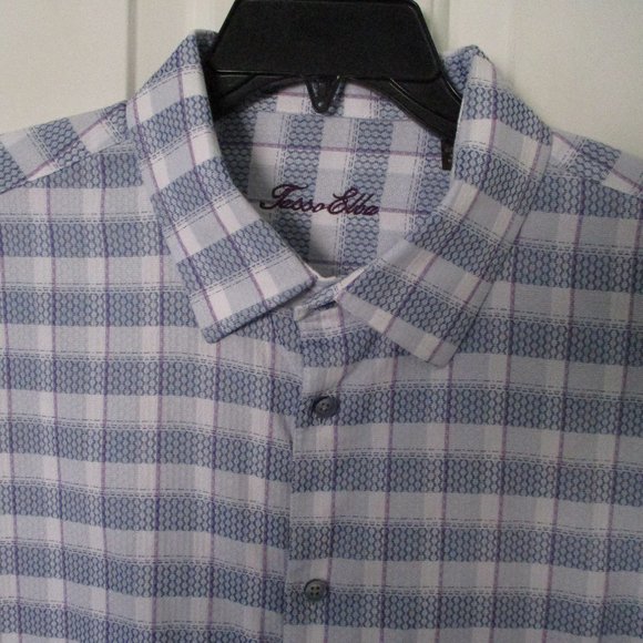 Tasso Elba Mens L/S Blue Fancy Cotton Casual Shirt - Size 18/34 or XXL - Picture 1 of 3